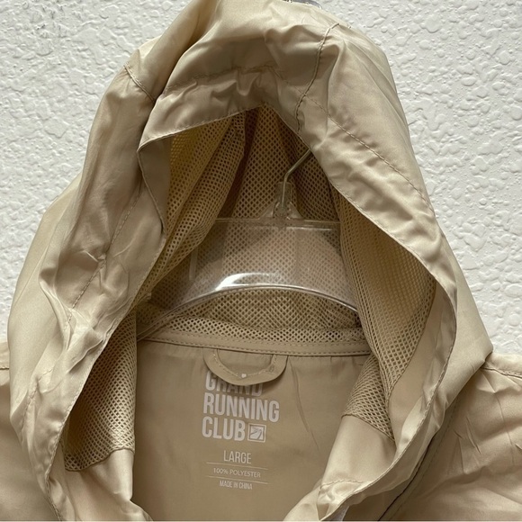 Grand Running Club GRC Mens Large Khaki Hauser Windbreaker Zip Up Jacket Hooded - Picture 4 of 9